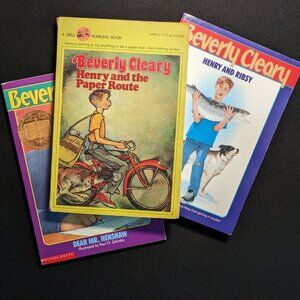 3pk Books by Beverly Clearly - Henry Paper Route, Ribsy, Dear Mr Henshaw Lot Set